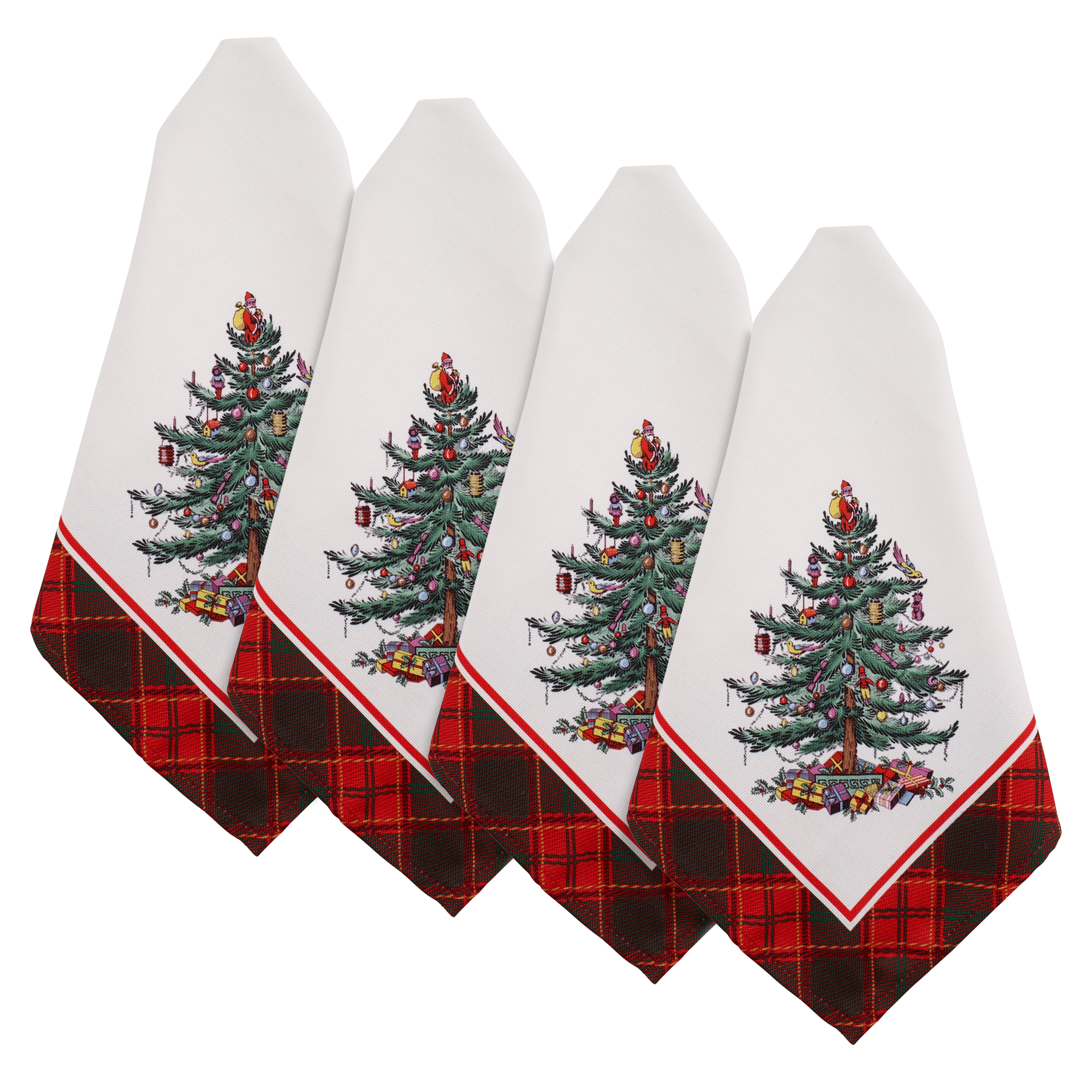 Christmas Tree Tartan Set of 4 Napkins image number null